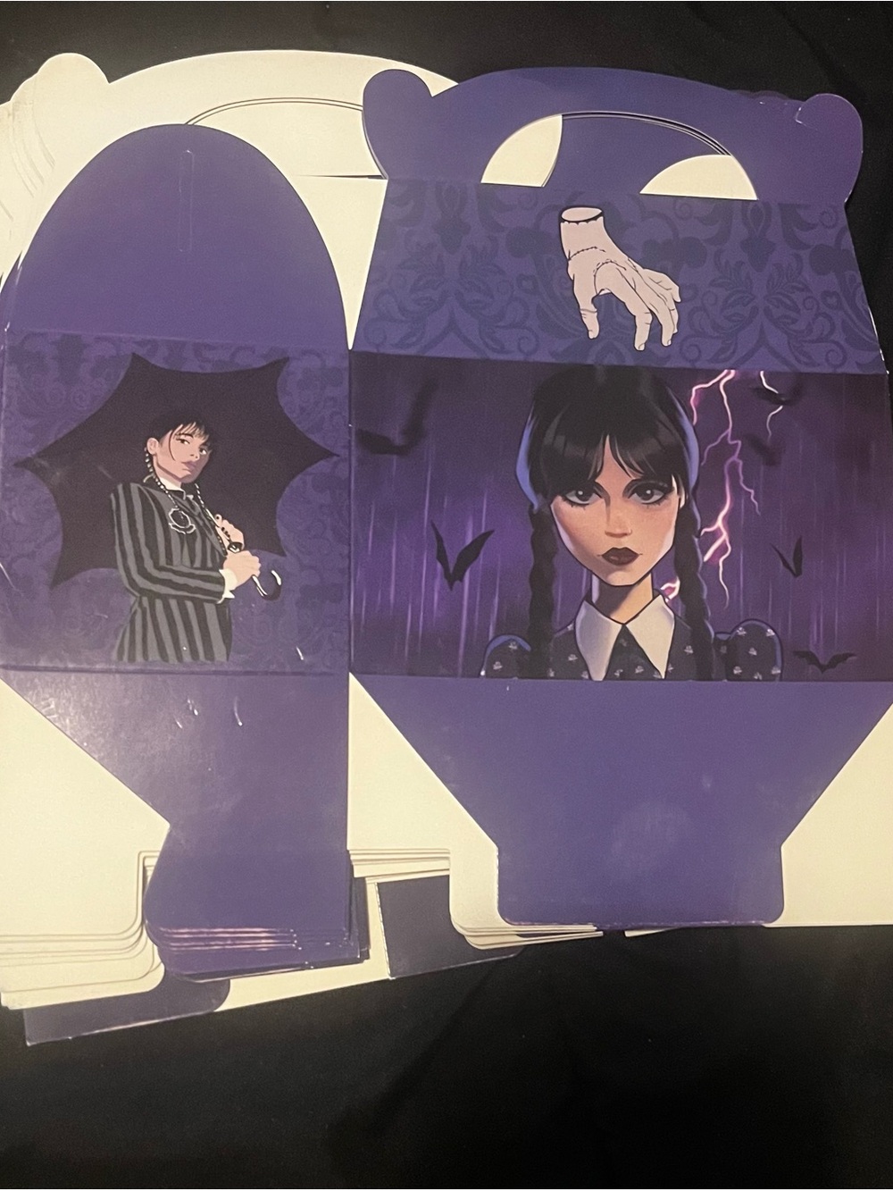 Wednesday Adam’s Purple Gothic Girl Kids party boxes, set of 13